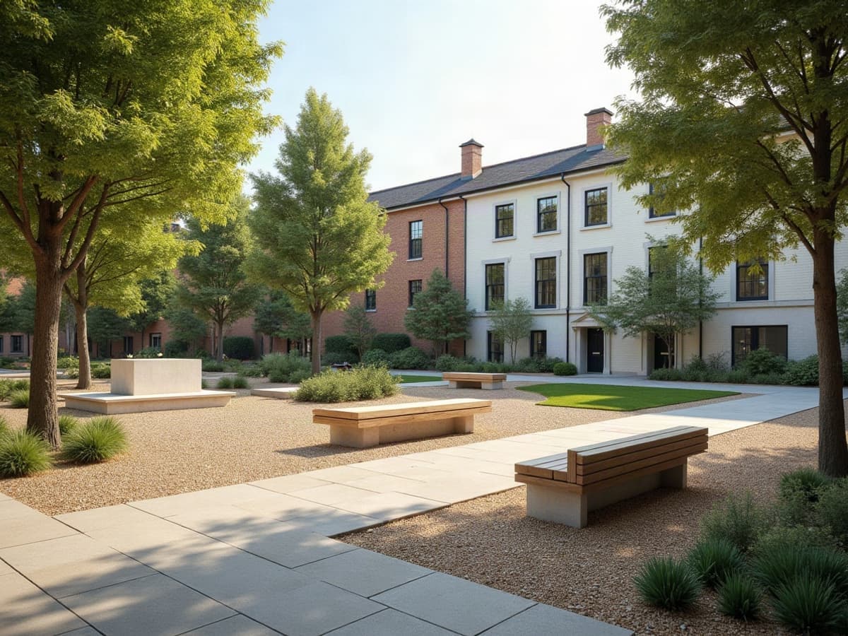 Le square d'Urmitz, arbres et allées calmes, avec son repère du jumelage avec la ville allemande