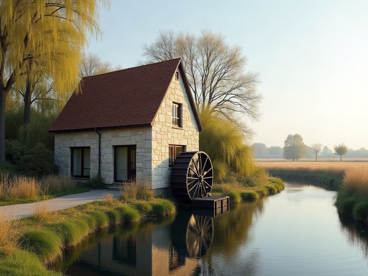 Le moulin de Villers-les-Verrières, structure en pierre au bord de la Seine, dans un cadre rural préservé